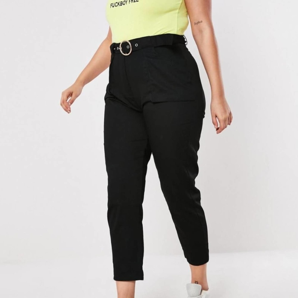 Misguided NWT Black Belt Detail Cargo Trousers - size 12